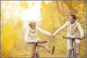 older couple riding bikes